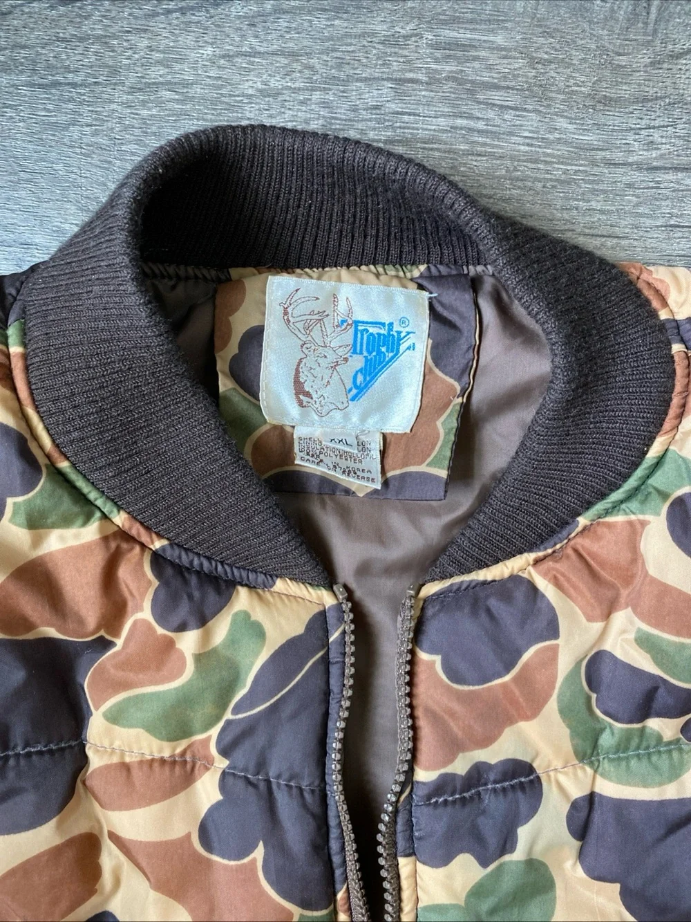 Men's Vintage Duck Camo Quilted Bomber Jacket - Brown/Green